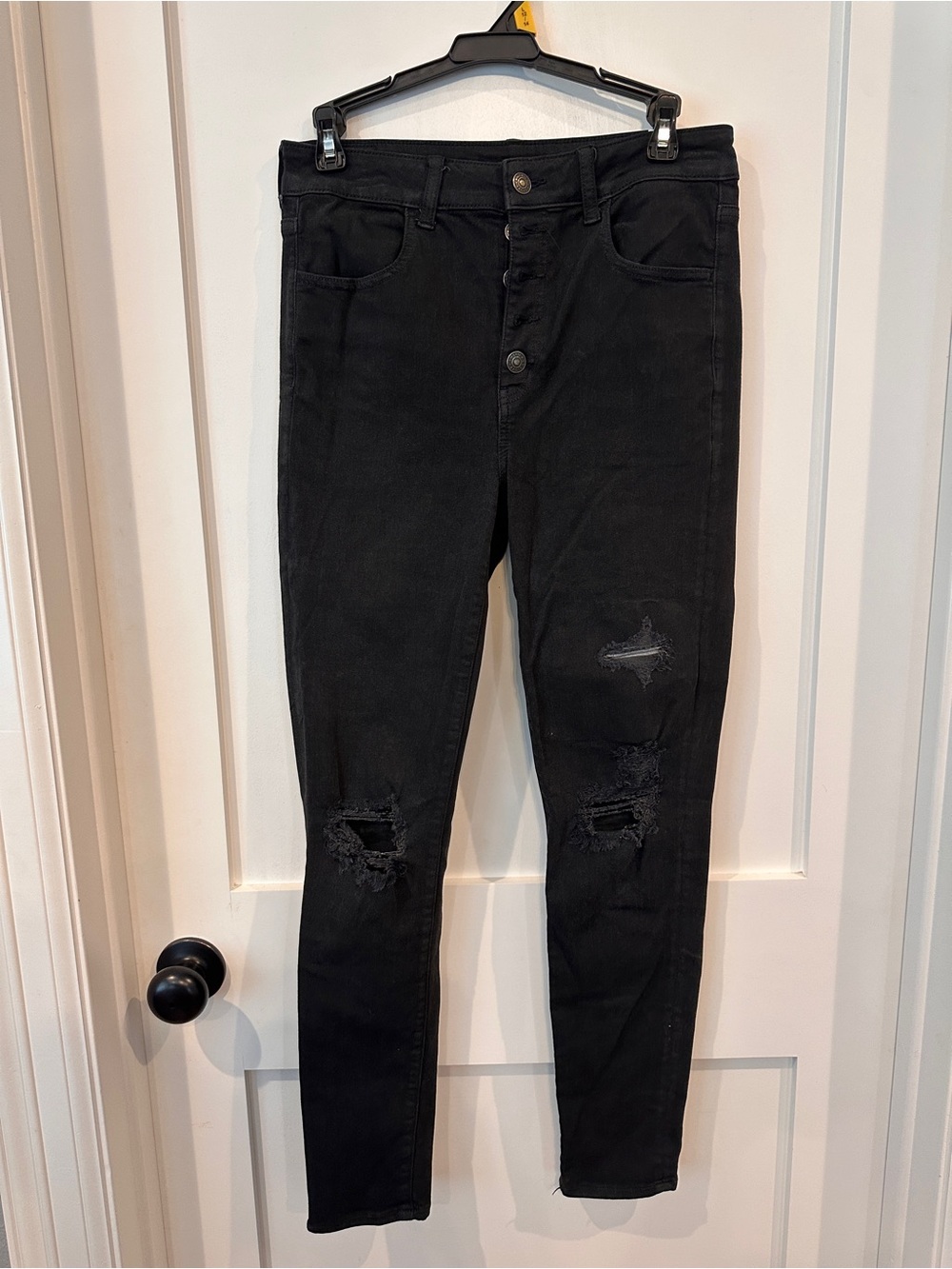American Eagle Outfitters Black Skinny Ripped Jeans